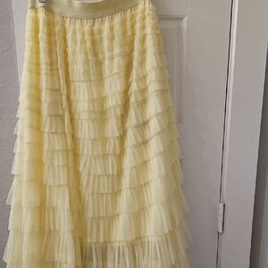 Elegant Yellow Layered Skirt